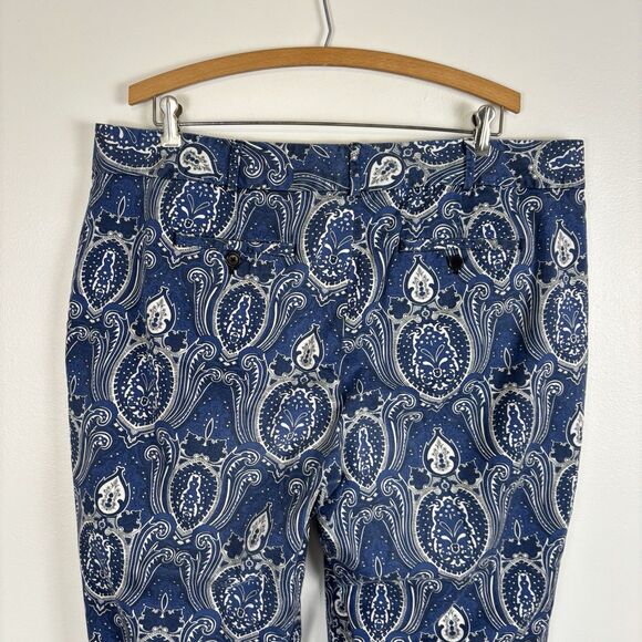 Talbots Heritage Cropped Ankle Pants Blue Floral Paisley Womens 16W - Picture 6 of 8